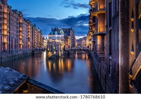 Similar – Foto Bild Speicherstadt bei Nacht in Hamburg