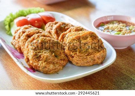 spicy curry fried fish patty made from fish mix with curry paste