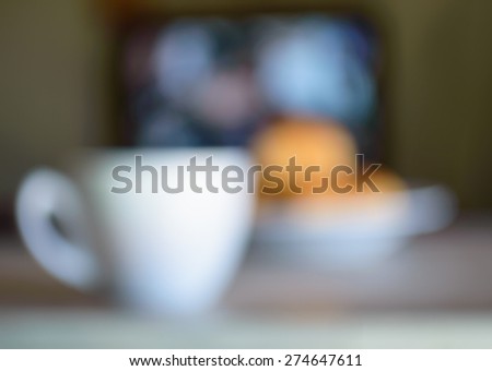 Blur picture of coffee and bread