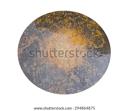 Vegetable oil slick on the water isolated on white background