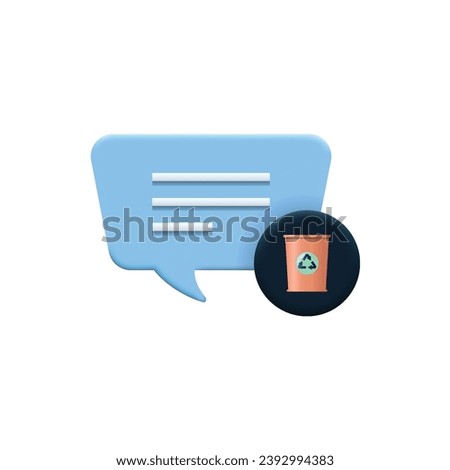 Delete chat icon, 3D bubble chat, bubble chat and trash, suitable used for social media app, business, web chat, user interface, and etc