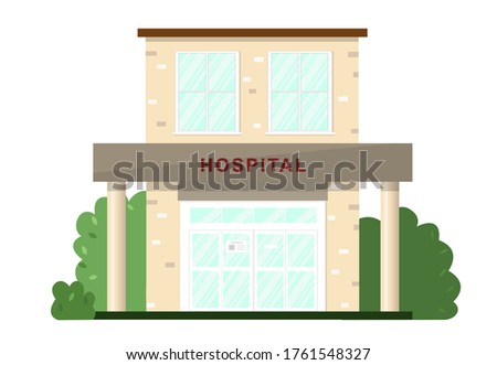 Local hospital building in flat style. Isolated vector illustration