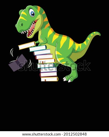crazy monster T-rax dinosaur crushed the school books