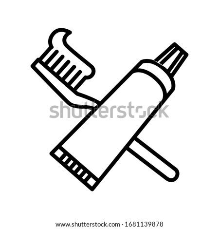 Toothbrush simple line icon vector illustration logo template
