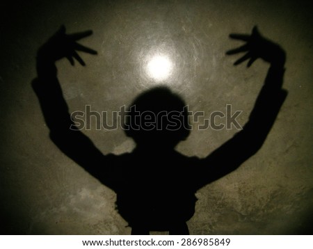 Silhouette/shadow of spooky being. Suggestion of moonlight evil.