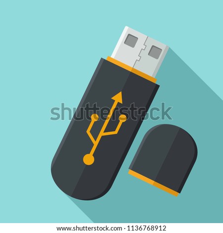 Vector icon USB flash drive. USB flash drive black color
with a sign of connection.