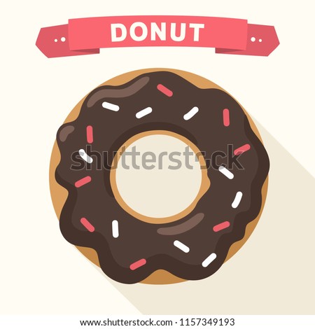 Vector icon of a sweet donut in chocolate glaze. Illustration of a dessert donut clipart
