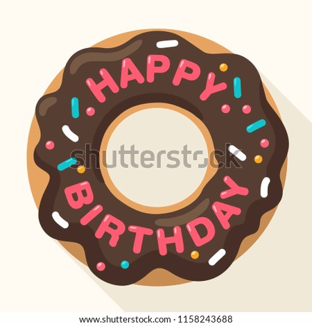 Vector icon of a sweet donut in chocolate glaze. On the donut  clipart