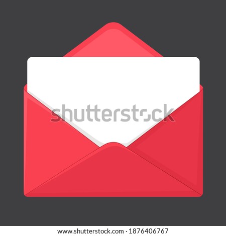 Vector Icon red envelop. Image red open envelop with letter