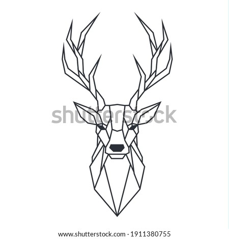Icon polygonal deer. Image animal triangle art deer with horn