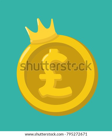 Icon gold coin currency Pound Sterling. On the coin with the sign of the British Pound is the crown. Stock fotó © 