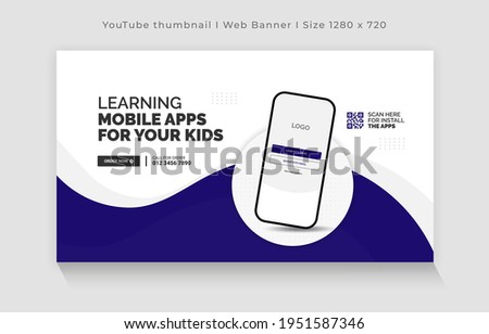 Mobile apps promotion YouTube video thumbnail and web banner template