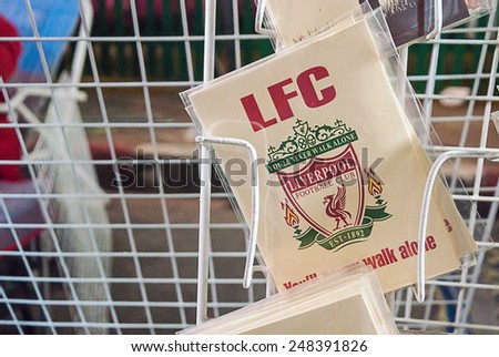 CHIANGRAI - DEC 27 : Handmade postcards Liverpool Football Club, the festival Chiangrai Walking Street every Saturday of the week.