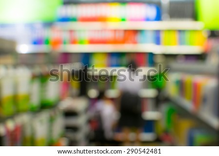 Lighting  on book store blur background
