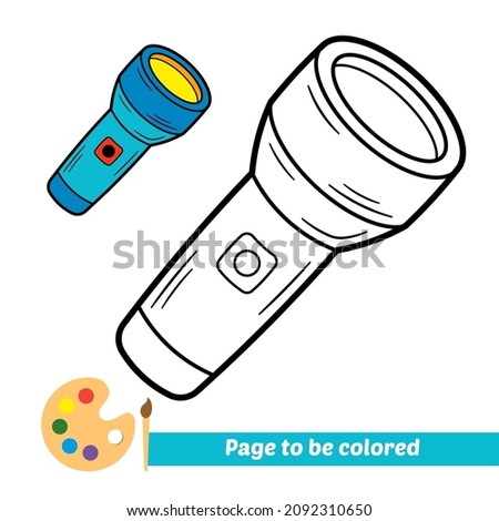 Coloring book for kids, flashlight vector