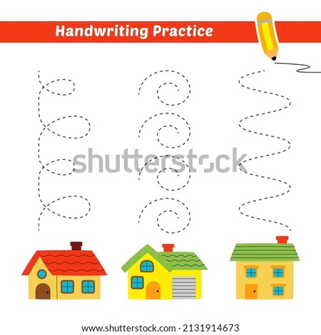 Handwriting practice for kids with house vector