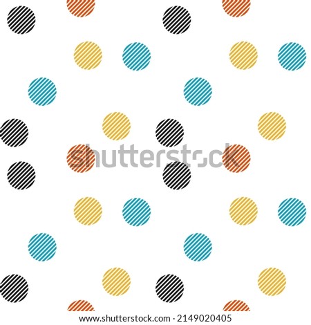 Colorful retro straight line circle, random seamless pattern on the white background. Vector illustration.