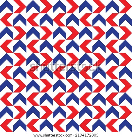Blue and red arrow pattern on white background. Colorful modern backdrop design. Left and right direction pattern on white background.