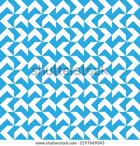 White arrow pattern on blue background. Colorful modern backdrop design. Up and down, left and right direction pattern on blue background.