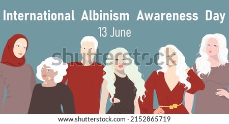 International Albinism Awareness Day. Multiethnic group of albino people. Imagine de stoc © 