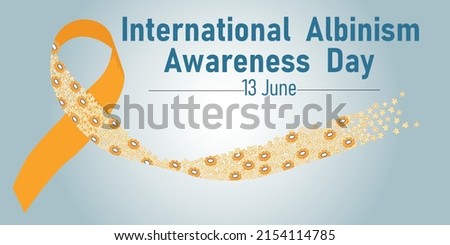 Albinism awareness day. Horizontal illustration of ribbon with flowers Imagine de stoc © 