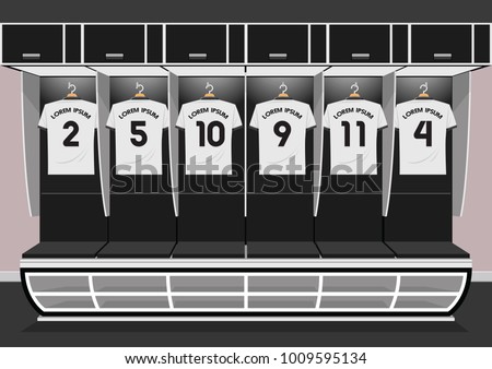Soccer dressing rooms team. football sport white shirt vector illustration