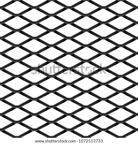 Black chrome Steel Grating seamless structure. Chainlink isolated on white background.  Vector illustration. EPS 10.