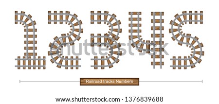 Vector graphic numbers in a set 1,2,3,4,5, with Abstract Railroad tracks. Typography design for posters, logos, cover, etc.