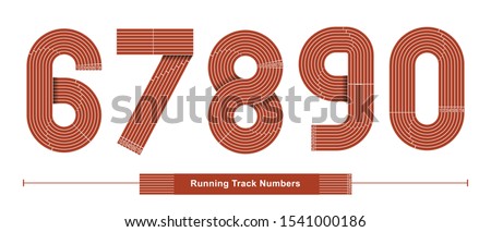 Vector graphic alphabet in a set 6,7,8,9,0, with Abstract Running Track. Sport numbers fonts. Typography design for posters, logos, cover, etc.