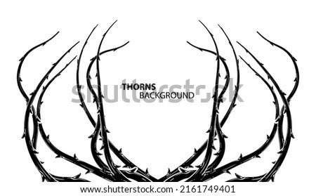 Blackthorn branches with thorns stylish endless background. Horror style horrible. Vector illustration. Stock foto © 