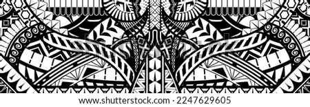 Polynesian tattoo pattern maori, samoa ornament border, ethic tribal template vector.