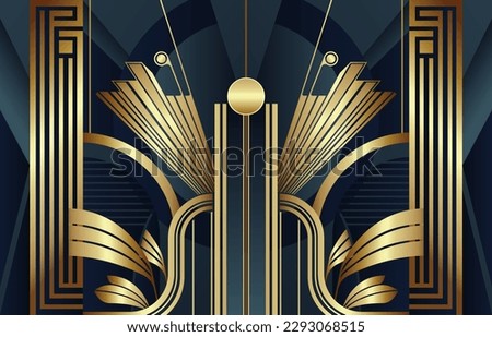 Abstract luxury golden art deco style background. illustration geometric elements and expensive.