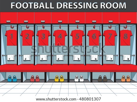 Soccer dressing rooms team. football sport vector illustration