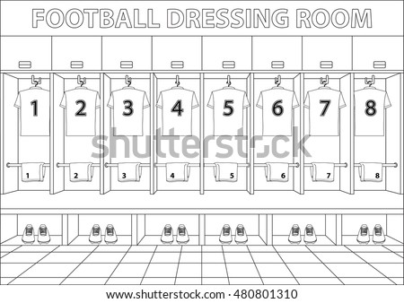 Soccer dressing room. Football drawing style design vector.