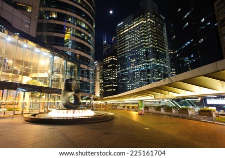 HONG KONG - July 14, 2014: Sculpture and fountain in the Exchange Square is a building complex located in Central District, Hong Kong. It houses offices and the Hong Kong Stock Exchange.