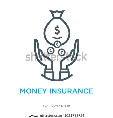 Money insurance line flat icon