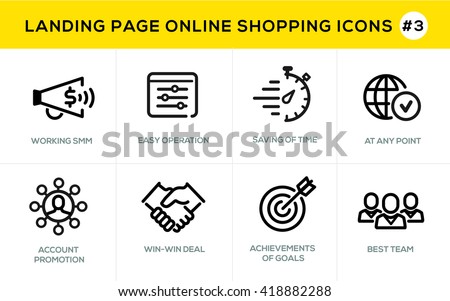 Flat line design concept icons for online shopping,  website banner and landing page