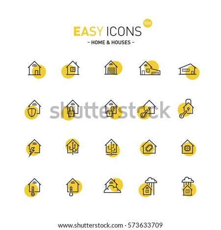 Vector thin line flat design icons set for home and connected themes