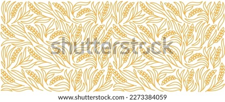 Cereal pattern for bakery. Spikelets and ears of wheat, rye or barley. Editable outline stroke. Vector line.