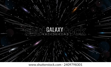 Space jump background. Conceptual vector illustration. Fast moving lights. Supersonic travel. Hyperspace Jump backdrop.