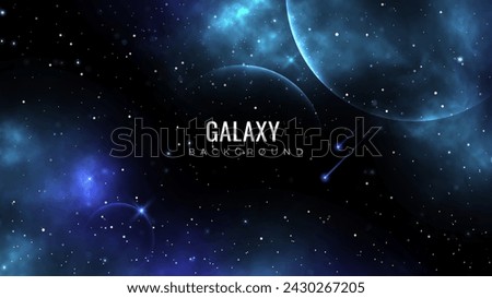 Galaxy background with stars and planets. Fantasy galaxy background. Cosmos backdrop. Universe background. Outer space.