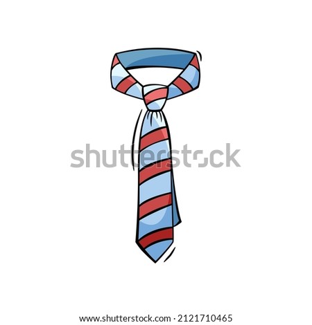 Hand drawn icon of tie in doodles style isolated on white background. Tie flat icon.