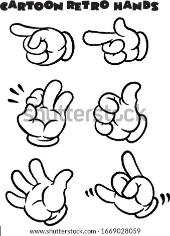 Retro Cartoon Hand Gestures. vector.