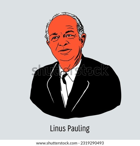 Linus Pauling was an American chemist, crystallographer, and winner of two Nobel Prizes: the Chemistry Prize and the Peace Prize. Hand-drawn vector illustration.