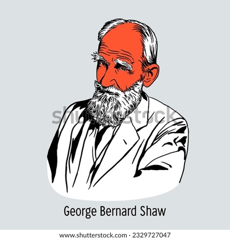 George Bernard Shaw was an Irish playwright and novelist, one of the most famous Irish literary figures. Hand drawn vector illustration.