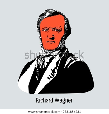 Richard Wagner - German composer, conductor. Hand drawn vector illustration.