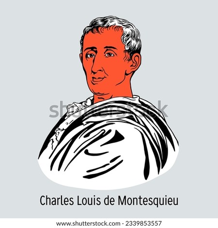 Charles Louis de Montesquieu - French writer, jurist and philosopher, one of the originators of the ideology of liberalism. Vector illustration, hand-drawn vector illustration