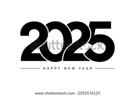 Happy New Year 2025 text design. Cover of business diary for 2025 with wishes. Brochure design template, card, banner. Vector illustration. Isolated on white background.