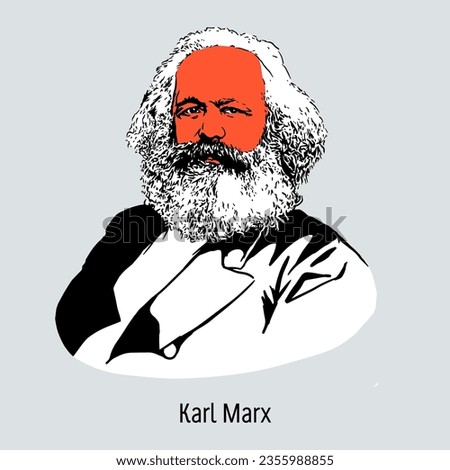 Karl Marx was a German philosopher, sociologist, economist, writer, poet, political journalist, linguist, social activist, and historian. Hand drawn vector illustration