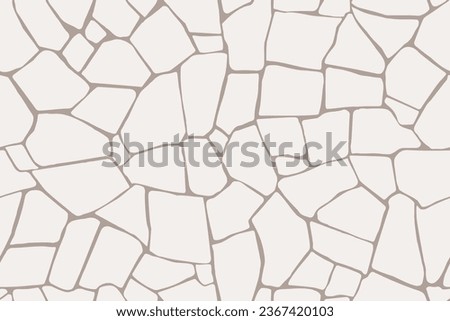 Broken tile mosaic, seamless pattern. Beige tiles, real wall or brick, vector seamless with texture background. Abstract wallpaper in an irregularly shaped bathroom.